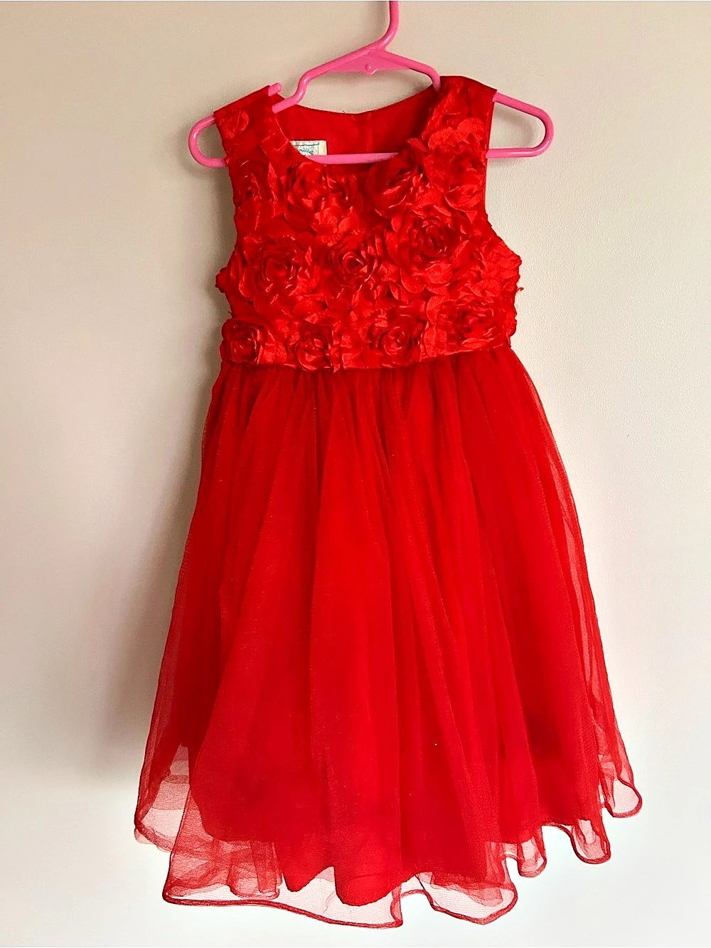 Charming Darlings Red Rose Textured Formal Dress